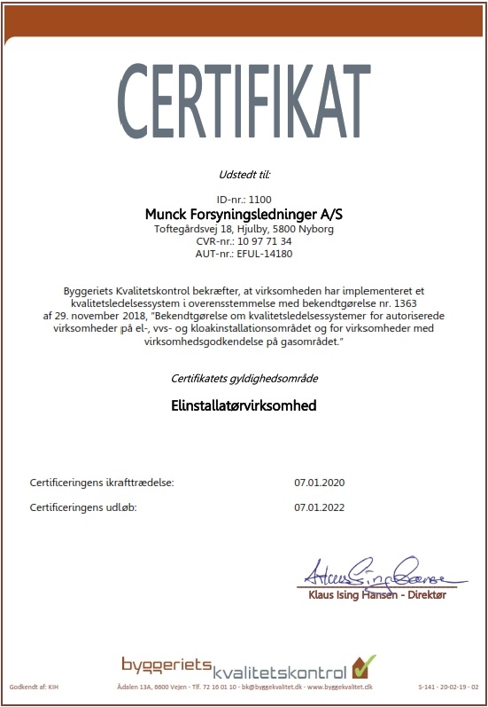 Certifikat KLS-system 2020-2022_Elinstallatørvirksomhed